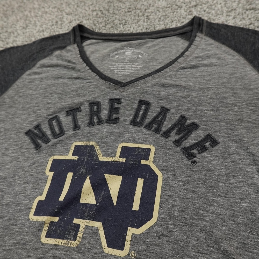 Notre Dame Fighting Irish Shirt Womens L Gray NCAA College Football Graphic Logo